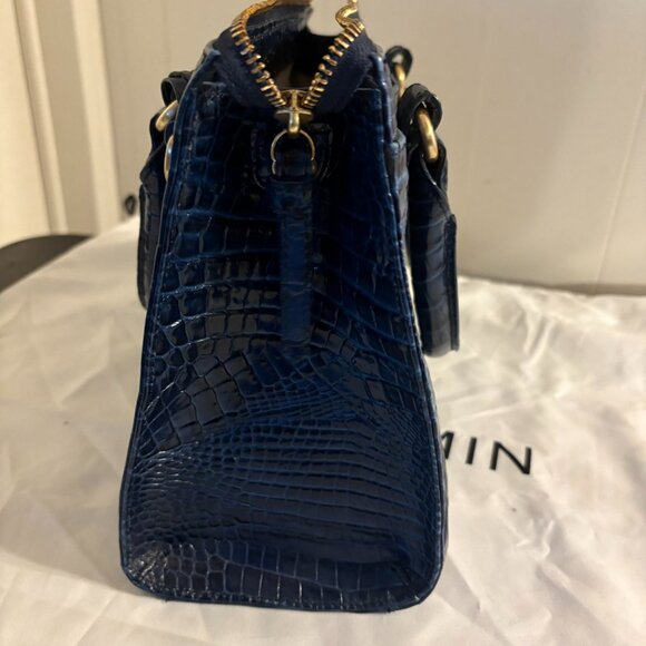 BRAHMIN Melbourne Stacy Satchel – Navy Embossed Leather - Picture 3 of 7